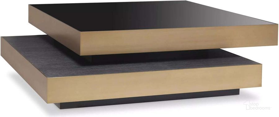The appearance of Coffee Table Shelton Brushed Brass Finish designed by Eichholtz in the modern / contemporary interior design. This black piece of furniture  was selected by 1StopBedrooms from Shelton Collection to add a touch of cosiness and style into your home. Sku: 114433. Material: Wood. Product Type: Coffee Table. Image1