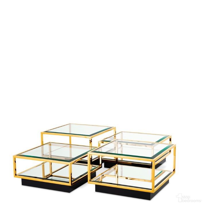 The appearance of Coffee Table Tortona Gold Finish Set Of 4 designed by Eichholtz in the modern / contemporary interior design. This gold piece of furniture  was selected by 1StopBedrooms from Tortona Collection to add a touch of cosiness and style into your home. Sku: 111415A;111415B;111415C. Product Type: Coffee Table. Image1