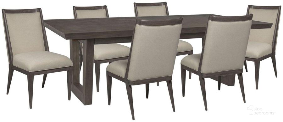 The appearance of Cohesion Program Brown Brio Rectangular Extendable Dining Room Set designed by Artistica Home in the transitional interior design. This brown piece of furniture  was selected by 1StopBedrooms from Cohesion Program Collection to add a touch of cosiness and style into your home. Sku: 01-2058-877-39;01-2057-880-39-01. Table Base Style: Double Pedestal. Product Type: Dining Room Set. Table Top Shape: Rectangular. Size: 88". Image1