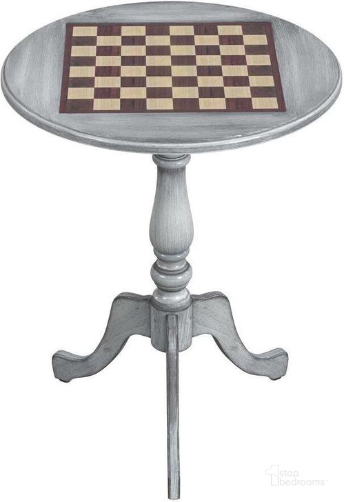 The appearance of Colbert 22 Inch Round Pedestal Game Table In Gray designed by Butler Specialty Company in the traditional interior design. This gray piece of furniture  was selected by 1StopBedrooms from Colbert Collection to add a touch of cosiness and style into your home. Sku: 3405418. Product Type: Game Table. Material: Rubberwood. Image1