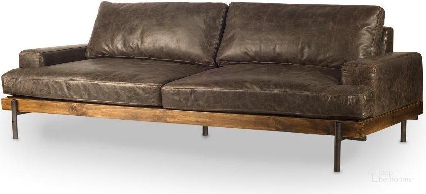 The appearance of Colburne Ii 96 Inch Brown Leather Three Seater Sofa designed by Mercana in the modern / contemporary interior design. This brown piece of furniture  was selected by 1StopBedrooms from Colburne Collection to add a touch of cosiness and style into your home. Sku: 67087. Material: Metal. Product Type: Sofa. Image1