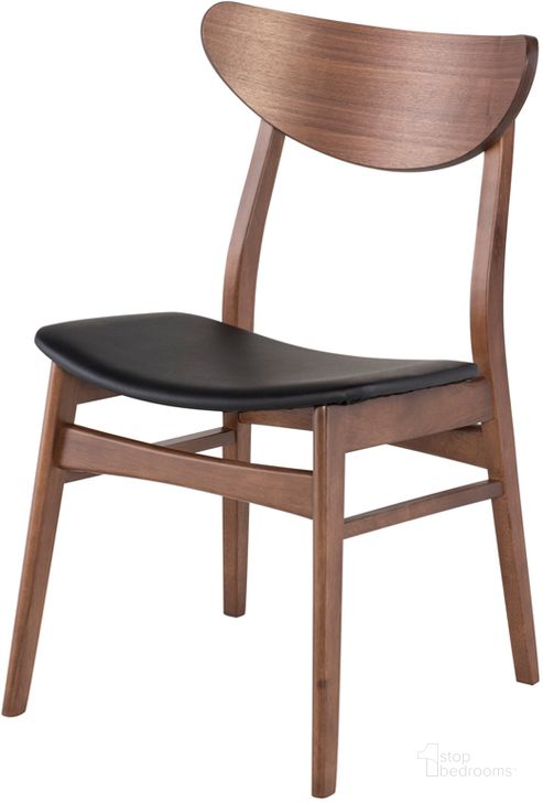 The appearance of Colby Black Naugahyde Dining Chair designed by Nuevo in the modern / contemporary interior design. This black piece of furniture  was selected by 1StopBedrooms from Colby Collection to add a touch of cosiness and style into your home. Sku: HGWE117. Product Type: Dining Chair. Material: Naugahyde. Image1