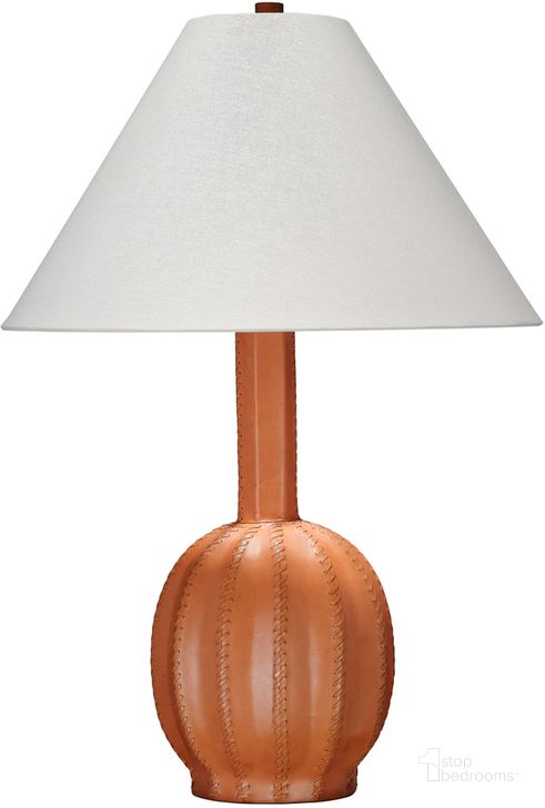 The appearance of Cole Table Lamp In Tan designed by Jamie Young Company in the traditional interior design. This tan piece of furniture  was selected by 1StopBedrooms from Cole Collection to add a touch of cosiness and style into your home. Sku: 1COLE-TLCA. Material: Leather. Product Type: Table Lamp. Image1