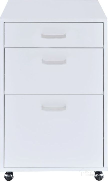 The appearance of Coleen White High Gloss File Cabinet designed by ACME in the modern / contemporary interior design. This white piece of furniture  was selected by 1StopBedrooms from Coleen Collection to add a touch of cosiness and style into your home. Sku: 92454. Material: Metal. Product Type: File Cabinet. Image1