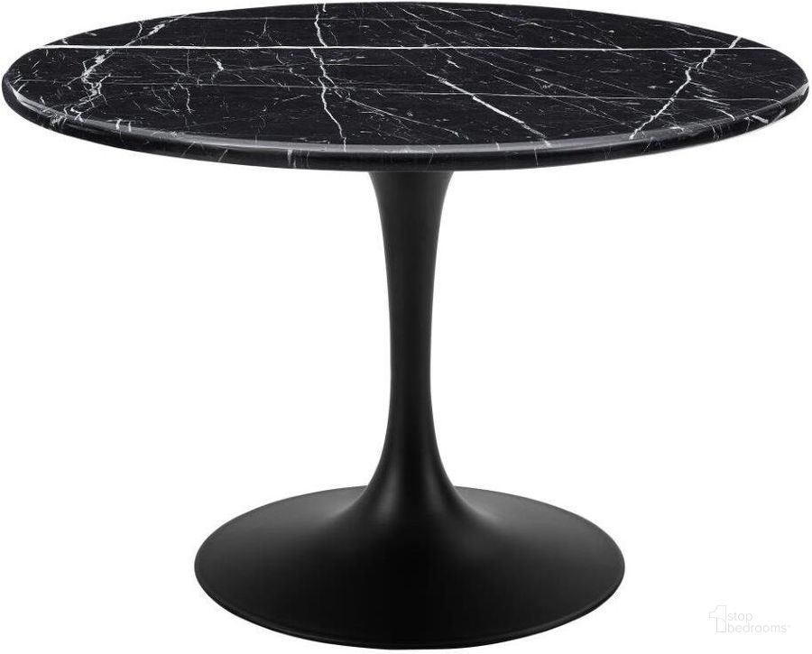 The appearance of Colfax Black Marquina Marble Dining Table designed by Steve Silver in the transitional interior design. This black piece of furniture  was selected by 1StopBedrooms from Colfax Collection to add a touch of cosiness and style into your home. Sku: CF450KDB;CF450KMT. Table Base Style: Pedestal. Table Top Shape: Round. Product Type: Dining Table. Material: MDF. Image1