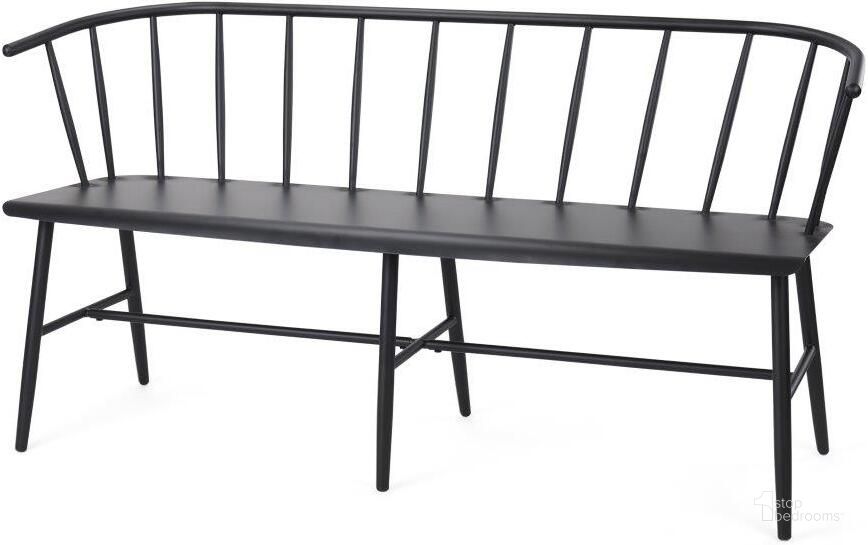 The appearance of Colin Black Metal Bench designed by Mercana in the country / farmhouse interior design. This black piece of furniture  was selected by 1StopBedrooms from Colin Collection to add a touch of cosiness and style into your home. Sku: 69841. Material: Metal. Product Type: Bench. Image1