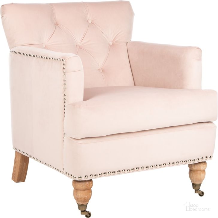 The appearance of Colin Blush Pink and White Wash Tufted Club Chair designed by Safavieh in the traditional interior design. This white wash piece of furniture  was selected by 1StopBedrooms from Colin Collection to add a touch of cosiness and style into your home. Sku: HUD8212L. Product Type: Accent Chair. Material: Stainless Steel. Image1