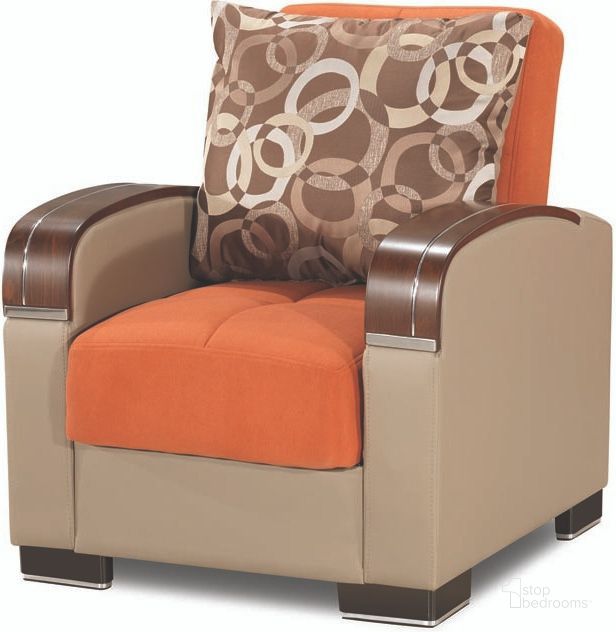The appearance of Colinton Orange Arm Chair designed by Boho House in the modern / contemporary interior design. This orange piece of furniture  was selected by 1StopBedrooms from Colinton Collection to add a touch of cosiness and style into your home. Sku: MOB-AC-OR. Product Type: Arm Chair. Material: Chenille.
