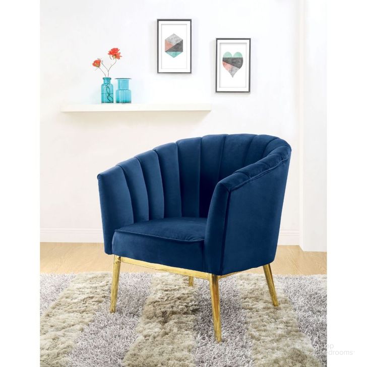 The appearance of Colla Accent Chair (Blue) designed by ACME in the glam interior design. This blue piece of furniture  was selected by 1StopBedrooms from Colla Collection to add a touch of cosiness and style into your home. Sku: 59815. Material: Fabric. Product Type: Accent Chair. Image1