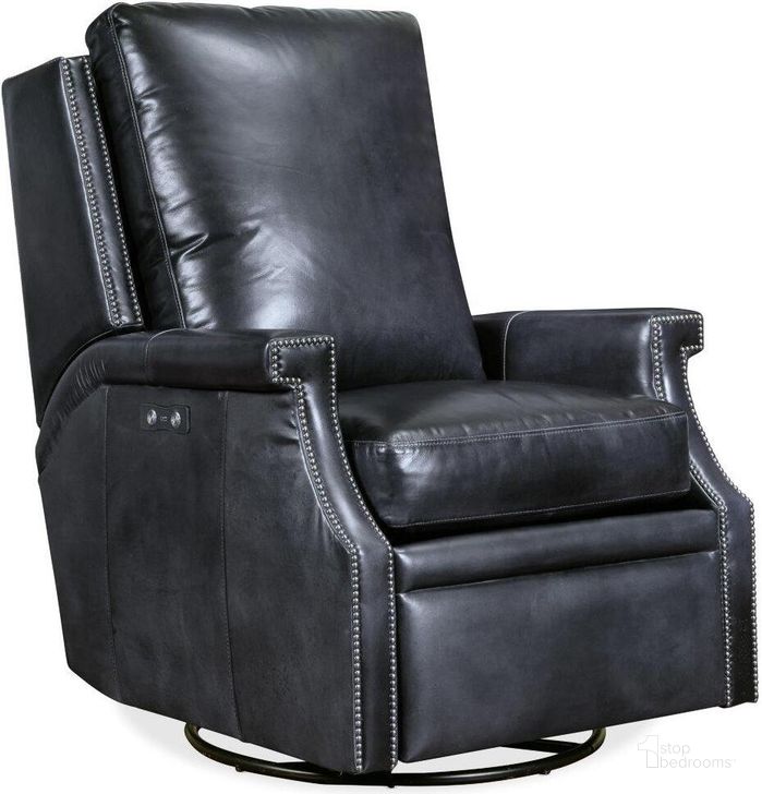 The appearance of Collin Power Swivel Glider Recliner designed by Hooker in the traditional interior design. This blue piece of furniture  was selected by 1StopBedrooms from RC Collection to add a touch of cosiness and style into your home. Sku: RC379-PSWGL-048. Material: Leather. Product Type: Recliner. Image1