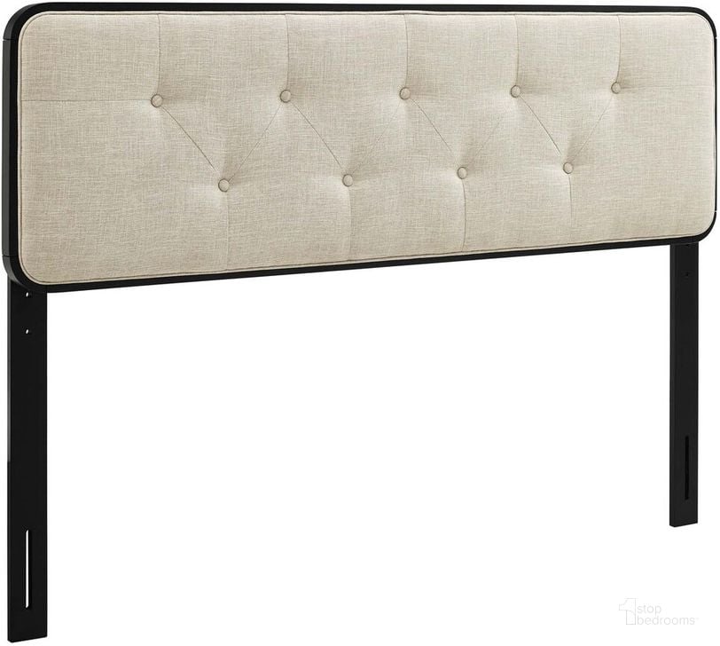 The appearance of Collins Tufted King Fabric and Wood Headboard In Black Beige designed by Modway in the modern / contemporary interior design. This black beige piece of furniture  was selected by 1StopBedrooms from Collins Collection to add a touch of cosiness and style into your home. Sku: MOD-6235-BLK-BEI. Product Type: Headboard. Bed Size: King. Material: Rubberwood. Image1