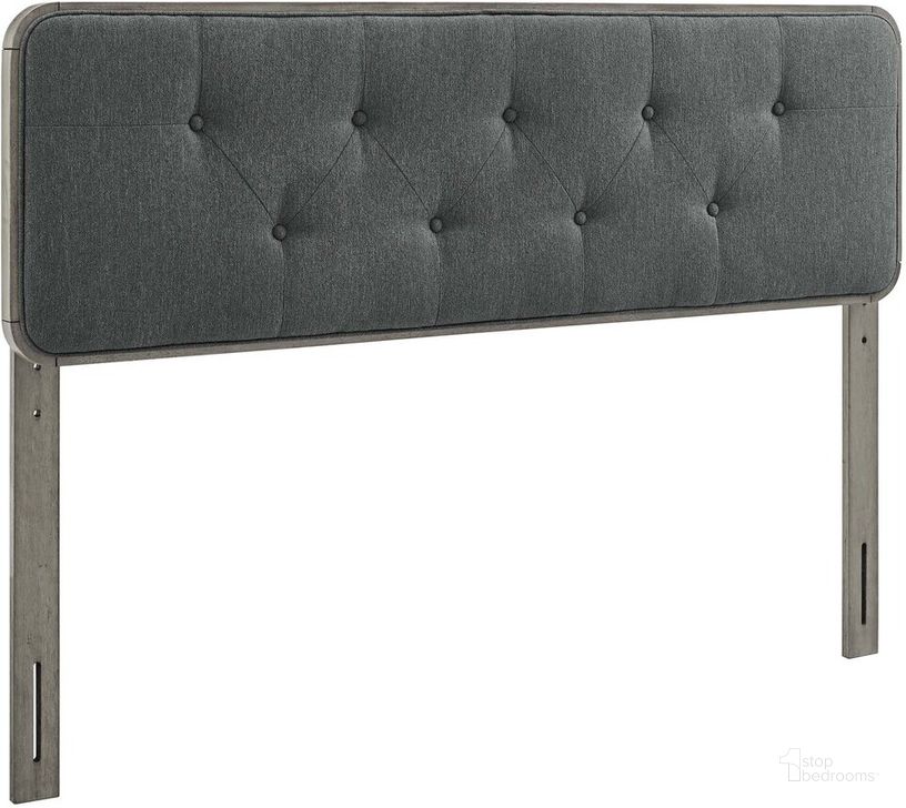 The appearance of Collins Tufted King Fabric and Wood Headboard In Gray Charcoal designed by Modway in the modern / contemporary interior design. This gray charcoal piece of furniture  was selected by 1StopBedrooms from Collins Collection to add a touch of cosiness and style into your home. Sku: MOD-6235-GRY-CHA. Product Type: Headboard. Bed Size: King. Material: Rubberwood. Image1