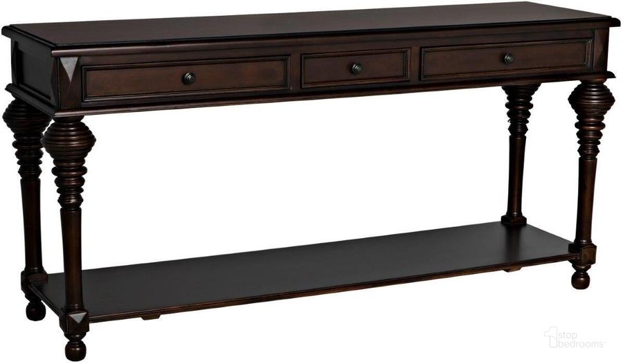 The appearance of Colonial Large Sofa Table In Distressed Brown designed by Noir in the transitional interior design. This distressed brown piece of furniture  was selected by 1StopBedrooms from Colonial Collection to add a touch of cosiness and style into your home. Sku: GCON102D. Product Type: Sofa Table. Material: Wood Veneer. Image1
