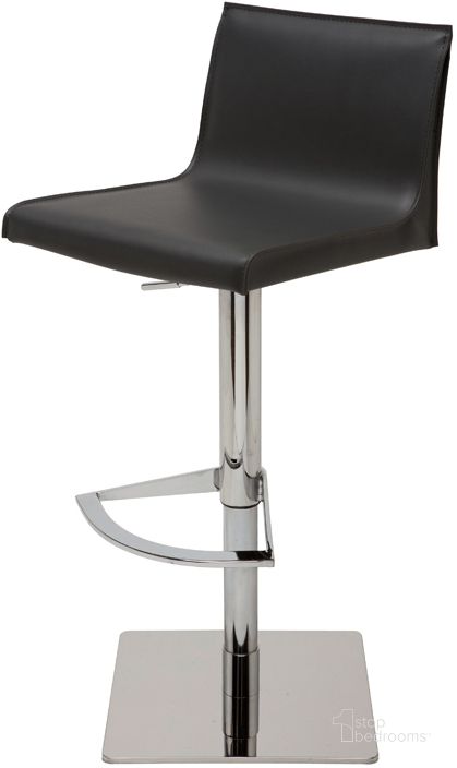 The appearance of Colter Black Leather Adjustable Stool designed by Nuevo in the modern / contemporary interior design. This black piece of furniture  was selected by 1StopBedrooms from Colter Collection to add a touch of cosiness and style into your home. Sku: HGAR302. Material: Leather. Product Type: Barstool. Image1