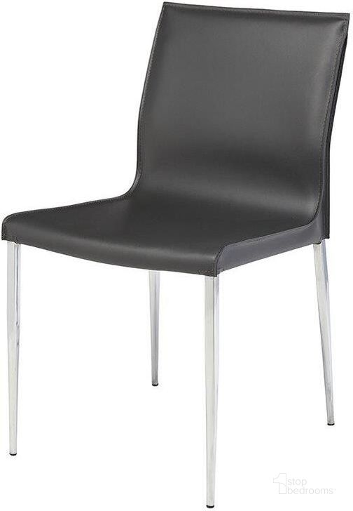 The appearance of Colter Dark Grey Dining Chair designed by Nuevo in the modern / contemporary interior design. This gray piece of furniture  was selected by 1StopBedrooms from Colter Collection to add a touch of cosiness and style into your home. Sku: HGAR396. Material: Metal. Product Type: Dining Chair. Image1