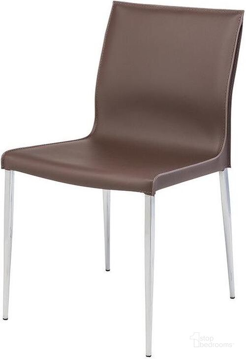The appearance of Colter Mink Dining Chair designed by Nuevo in the modern / contemporary interior design. This brown piece of furniture  was selected by 1StopBedrooms from Colter Collection to add a touch of cosiness and style into your home. Sku: HGAR397. Material: Metal. Product Type: Dining Chair. Image1