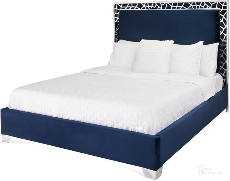 The appearance of Columbia Queen Bed In Blue designed by Uptown Club in the modern / contemporary interior design. This blue piece of furniture  was selected by 1StopBedrooms from Columbia Collection to add a touch of cosiness and style into your home. Sku: GY-BED-8503Q-BV. Bed Type: Platform Bed. Product Type: Bed. Bed Size: Queen. Material: Velvet. Image1