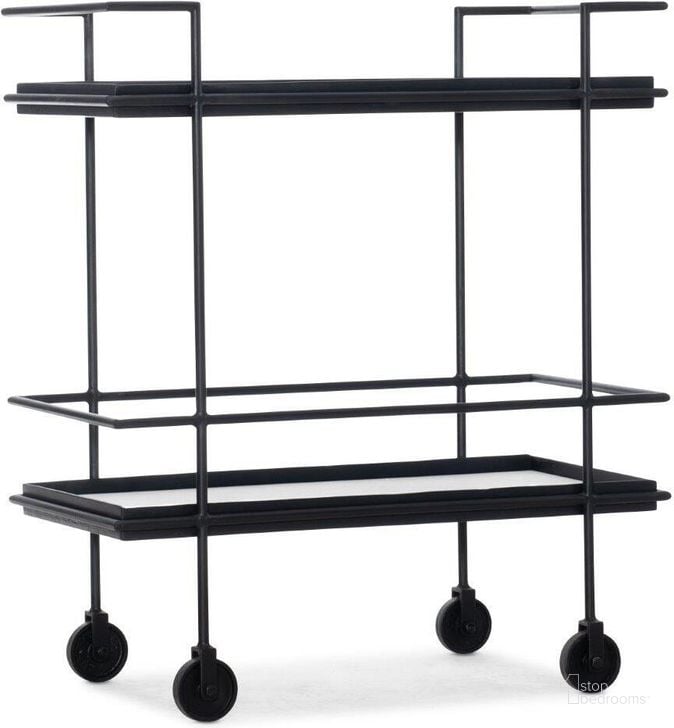 The appearance of Commerce And Market Bar Cart designed by Hooker in the transitional interior design. This black piece of furniture  was selected by 1StopBedrooms from Commerce and Market Collection to add a touch of cosiness and style into your home. Sku: 7228-50645-99. Product Type: Bar Cart. Material: Iron. Image1