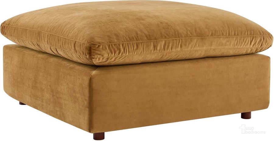 The appearance of Commix Down Filled Overstuffed Performance Velvet Ottoman EEI-4365-COG designed by Modway in the modern / contemporary interior design. This cognac piece of furniture  was selected by 1StopBedrooms from Commix Collection to add a touch of cosiness and style into your home. Sku: EEI-4365-COG. Material: Wood. Product Type: Ottoman. Image1