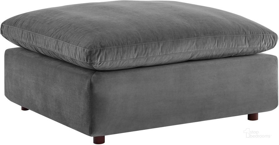 The appearance of Commix Down Filled Overstuffed Performance Velvet Ottoman EEI-4365-GRY designed by Modway in the modern / contemporary interior design. This gray piece of furniture  was selected by 1StopBedrooms from Commix Collection to add a touch of cosiness and style into your home. Sku: EEI-4365-GRY. Material: Wood. Product Type: Ottoman. Image1