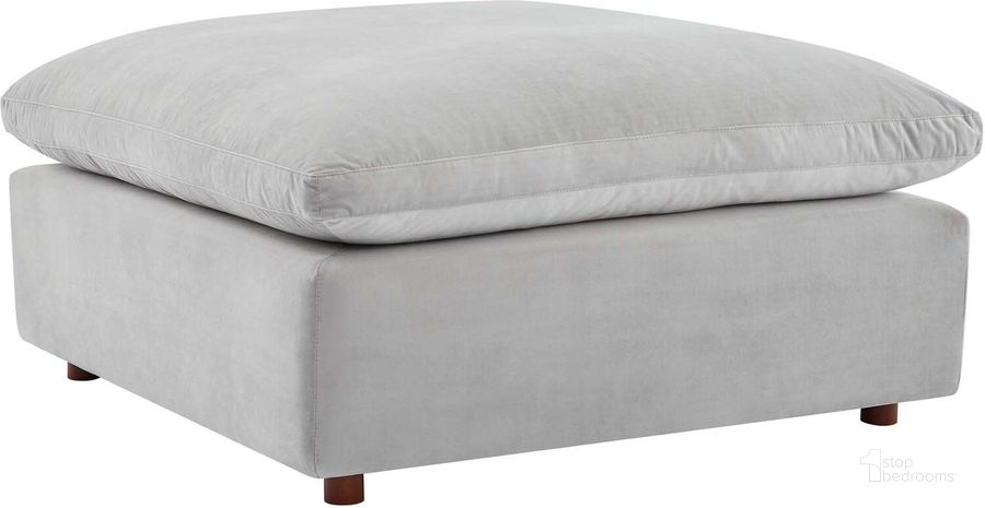 The appearance of Commix Down Filled Overstuffed Performance Velvet Ottoman EEI-4365-LGR designed by Modway in the modern / contemporary interior design. This light gray piece of furniture  was selected by 1StopBedrooms from Commix Collection to add a touch of cosiness and style into your home. Sku: EEI-4365-LGR. Material: Wood. Product Type: Ottoman. Image1