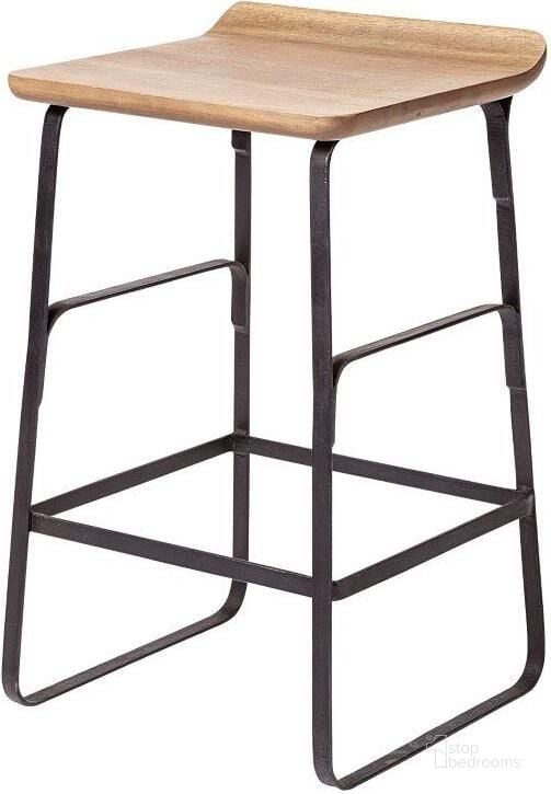 The appearance of Conan 25 Inch Seat Height Brown Wood Seat Black Metal Frame Counter Stool designed by Mercana in the modern / contemporary interior design. This black and brown piece of furniture  was selected by 1StopBedrooms from Conan Collection to add a touch of cosiness and style into your home. Sku: 69008. Material: Wood. Product Type: Barstool. Image1