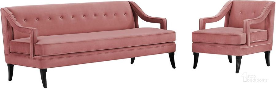 The appearance of Concur Dusty Rose Living Room Set Performance Velvet Set of 2 EEI-4024-DUS-SET designed by Modway in the modern / contemporary interior design. This dusty rose piece of furniture  was selected by 1StopBedrooms from Concur Collection to add a touch of cosiness and style into your home. Sku: EEI-4024-DUS-SET. Material: Wood. Product Type: Living Room Set. Image1