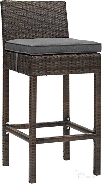 The appearance of Conduit Brown Charcoal Outdoor Patio Wicker Rattan Bar Stool designed by Modway in the modern / contemporary interior design. This brown charcoal piece of furniture  was selected by 1StopBedrooms from Conduit Collection to add a touch of cosiness and style into your home. Sku: EEI-2799-BRN-CHA. Product Type: Outdoor Bar Furniture. Material: Aluminium. Image1