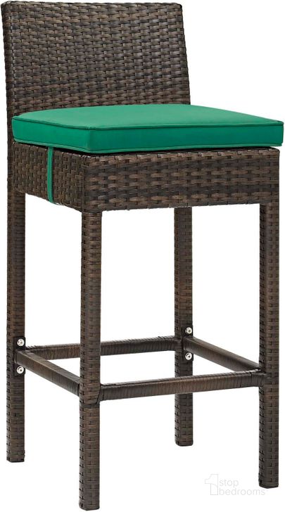 The appearance of Conduit Brown Green Outdoor Patio Wicker Rattan Bar Stool designed by Modway in the modern / contemporary interior design. This brown green piece of furniture  was selected by 1StopBedrooms from Conduit Collection to add a touch of cosiness and style into your home. Sku: EEI-2799-BRN-GRN. Product Type: Outdoor Bar Furniture. Material: Aluminium. Image1