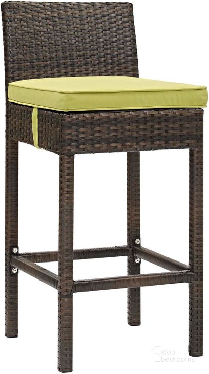 The appearance of Conduit Brown Peridot Outdoor Patio Wicker Rattan Bar Stool designed by Modway in the modern / contemporary interior design. This brown peridot piece of furniture  was selected by 1StopBedrooms from Conduit Collection to add a touch of cosiness and style into your home. Sku: EEI-2799-BRN-PER. Product Type: Outdoor Bar Furniture. Material: Aluminium. Image1
