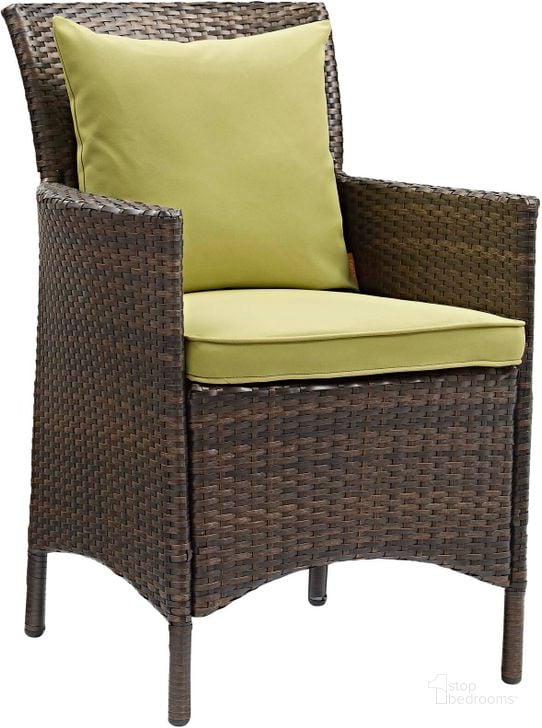 The appearance of Conduit Brown Peridot Outdoor Patio Wicker Rattan Dining Arm Chair designed by Modway in the modern / contemporary interior design. This brown peridot piece of furniture  was selected by 1StopBedrooms from Conduit Collection to add a touch of cosiness and style into your home. Sku: EEI-2801-BRN-PER. Material: Rattan. Product Type: Outdoor Dining Chair. Image1