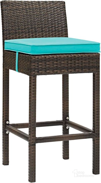 The appearance of Conduit Brown Turquoise Outdoor Patio Wicker Rattan Bar Stool designed by Modway in the modern / contemporary interior design. This brown turquoise piece of furniture  was selected by 1StopBedrooms from Conduit Collection to add a touch of cosiness and style into your home. Sku: EEI-2799-BRN-TRQ. Product Type: Outdoor Bar Furniture. Material: Aluminium. Image1