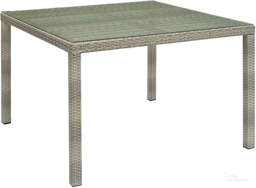 The appearance of Conduit 47 Inch Square Outdoor Patio Wicker Rattan Table In Light Gray designed by Modway in the modern / contemporary interior design. This light gray piece of furniture  was selected by 1StopBedrooms from Conduit Collection to add a touch of cosiness and style into your home. Sku: EEI-2806-LGR. Material: Rattan. Product Type: Outdoor Table. Image1