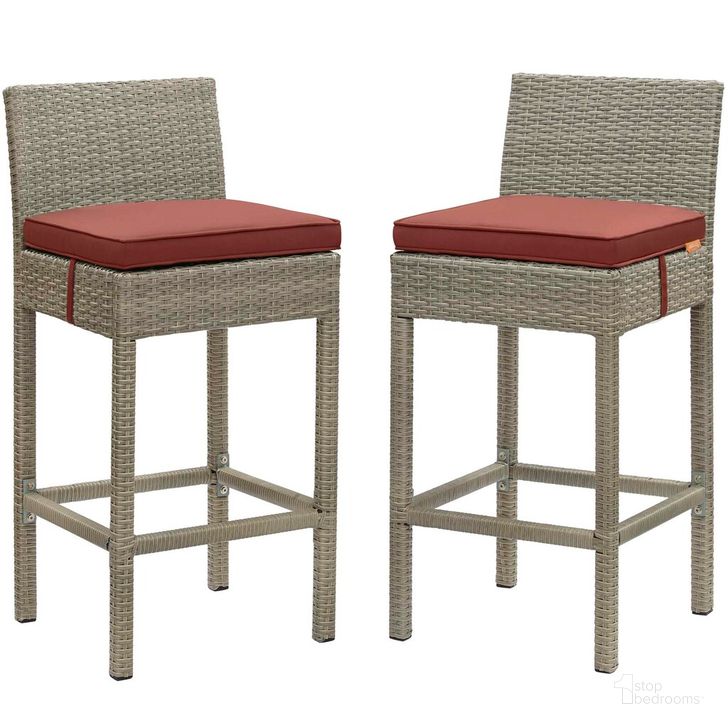 The appearance of Conduit Bar Stool Outdoor Patio Wicker Rattan Set of 2 In Light Gray designed by Modway in the modern / contemporary interior design. This light gray piece of furniture  was selected by 1StopBedrooms from Conduit Collection to add a touch of cosiness and style into your home. Sku: EEI-3604-LGR-CUR. Material: Rattan. Product Type: Outdoor Bar Furniture. Image1