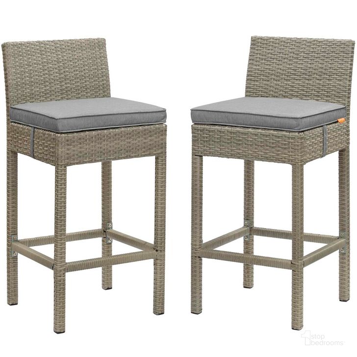 The appearance of Conduit Bar Stool Outdoor Patio Wicker Rattan Set of 2 In Light Gray Gray designed by Modway in the modern / contemporary interior design. This light gray gray piece of furniture  was selected by 1StopBedrooms from Conduit Collection to add a touch of cosiness and style into your home. Sku: EEI-3604-LGR-GRY. Material: Rattan. Product Type: Outdoor Bar Furniture. Image1