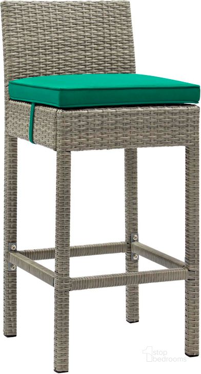 The appearance of Conduit Light Gray Green Outdoor Patio Wicker Rattan Bar Stool designed by Modway in the modern / contemporary interior design. This light gray green piece of furniture  was selected by 1StopBedrooms from Conduit Collection to add a touch of cosiness and style into your home. Sku: EEI-2800-LGR-GRN. Material: Rattan. Product Type: Outdoor Bar Furniture. Image1