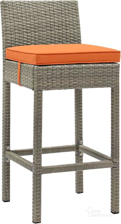 The appearance of Conduit Light Gray Orange Outdoor Patio Wicker Rattan Bar Stool designed by Modway in the modern / contemporary interior design. This light gray orange piece of furniture  was selected by 1StopBedrooms from Conduit Collection to add a touch of cosiness and style into your home. Sku: EEI-2800-LGR-ORA. Material: Rattan. Product Type: Outdoor Bar Furniture. Image1