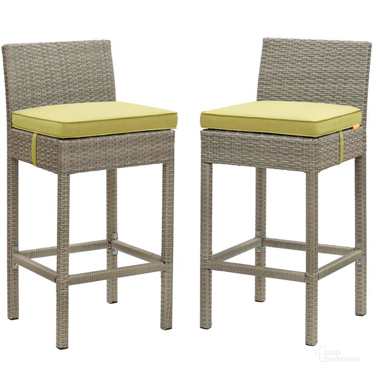 The appearance of Conduit Bar Stool Outdoor Patio Wicker Rattan Set of 2 In Light Gray Peridot designed by Modway in the modern / contemporary interior design. This light gray peridot piece of furniture  was selected by 1StopBedrooms from Conduit Collection to add a touch of cosiness and style into your home. Sku: EEI-3604-LGR-PER. Material: Rattan. Product Type: Outdoor Bar Furniture. Image1