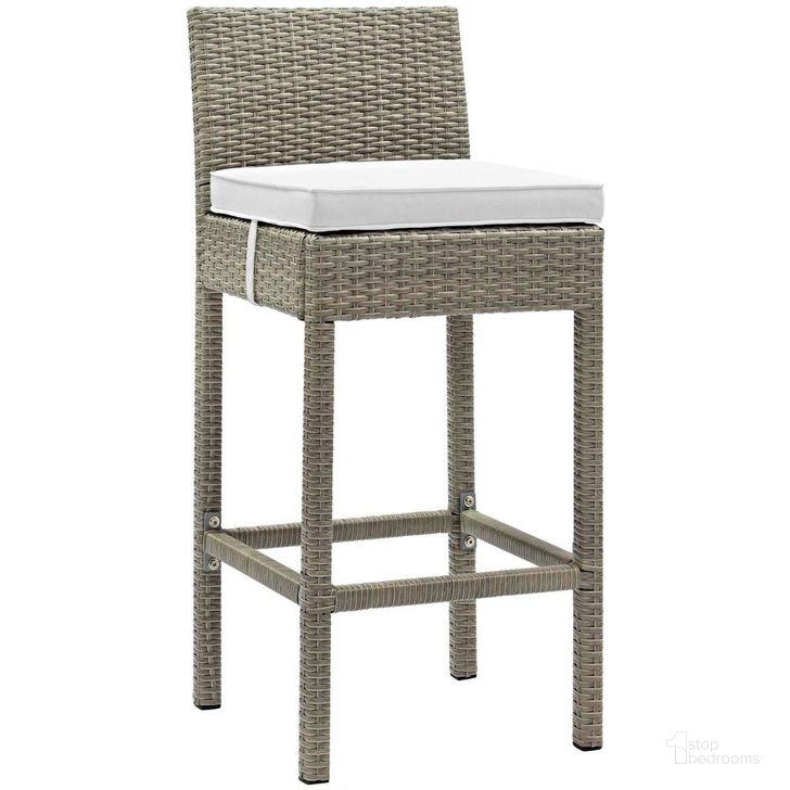 The appearance of Conduit Outdoor Patio Wicker Rattan Bar Stool In Light Gray White designed by Modway in the modern / contemporary interior design. This light gray white piece of furniture  was selected by 1StopBedrooms from Conduit Collection to add a touch of cosiness and style into your home. Sku: EEI-2800-LGR-WHI. Material: Rattan. Product Type: Outdoor Bar Furniture. Image1
