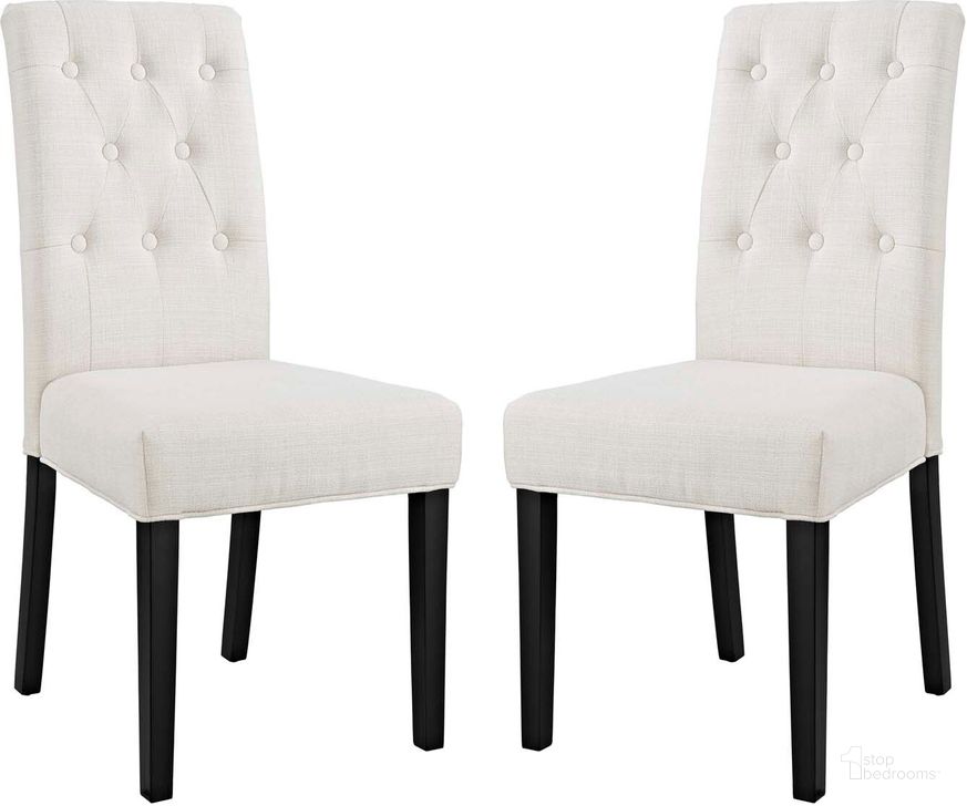 The appearance of Confer Beige Dining Side Chair Fabric Set of 2 designed by Modway in the modern / contemporary interior design. This beige piece of furniture  was selected by 1StopBedrooms from Confer Collection to add a touch of cosiness and style into your home. Sku: EEI-3325-BEI. Material: Wood. Product Type: Side Chair. Image1