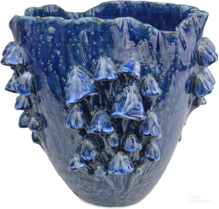 The appearance of Conical Mushrooms Large Vase In Dark Blue designed by Currey & Company in the  interior design. This dark blue piece of furniture  was selected by 1StopBedrooms from Conical Collection to add a touch of cosiness and style into your home. Sku: 1200-0829. Material: Ceramic. Product Type: Vase. Image1