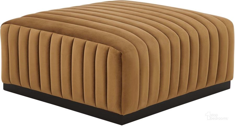The appearance of Conjure Channel Tufted Performance Velvet Ottoman In Cognac designed by Modway in the modern / contemporary interior design. This cognac piece of furniture  was selected by 1StopBedrooms from Conjure Collection to add a touch of cosiness and style into your home. Sku: EEI-5500-BLK-COG. Product Type: Ottoman. Material: Plywood. Image1