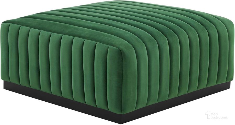 The appearance of Conjure Channel Tufted Performance Velvet Ottoman In Emerald designed by Modway in the modern / contemporary interior design. This emerald piece of furniture  was selected by 1StopBedrooms from Conjure Collection to add a touch of cosiness and style into your home. Sku: EEI-5500-BLK-EME. Product Type: Ottoman. Material: Plywood. Image1
