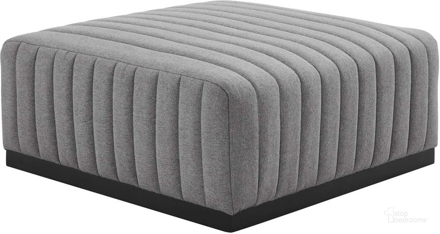 The appearance of Conjure Channel Tufted Upholstered Fabric Ottoman In Black Light Gray designed by Modway in the modern / contemporary interior design. This black light gray piece of furniture  was selected by 1StopBedrooms from Conjure Collection to add a touch of cosiness and style into your home. Sku: EEI-5501-BLK-LGR. Product Type: Ottoman. Material: Plywood. Image1