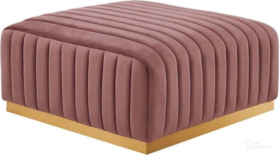 The appearance of Conjure Gold Dusty Rose Channel Tufted Performance Velvet Ottoman designed by Modway in the modern / contemporary interior design. This gold dusty rose piece of furniture  was selected by 1StopBedrooms from Conjure Collection to add a touch of cosiness and style into your home. Sku: EEI-5507-GLD-DUS. Product Type: Ottoman. Material: Stainless Steel. Image1