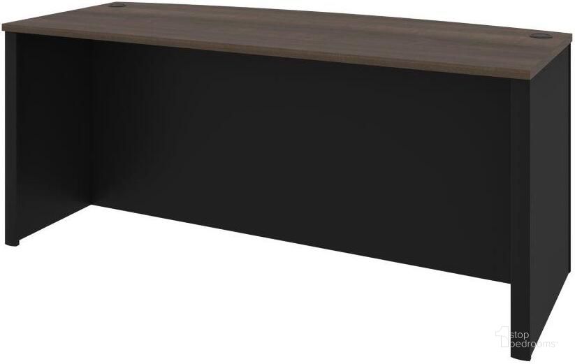 The appearance of Connexion Bowfront Desk Shell in Antigua and Black designed by Bestar in the traditional interior design. This black piece of furniture  was selected by 1StopBedrooms from Connexion Collection to add a touch of cosiness and style into your home. Sku: 93400-000052. Material: Wood. Product Type: Desk Shell. Image1