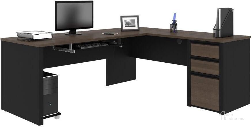 The appearance of Connexion L-shaped workstation in Antigua and Black 93880-000052 designed by Bestar in the modern / contemporary interior design. This black piece of furniture  was selected by 1StopBedrooms from Connexion Collection to add a touch of cosiness and style into your home. Sku: 93880-000052. Material: Wood. Product Type: Work Station. Image1