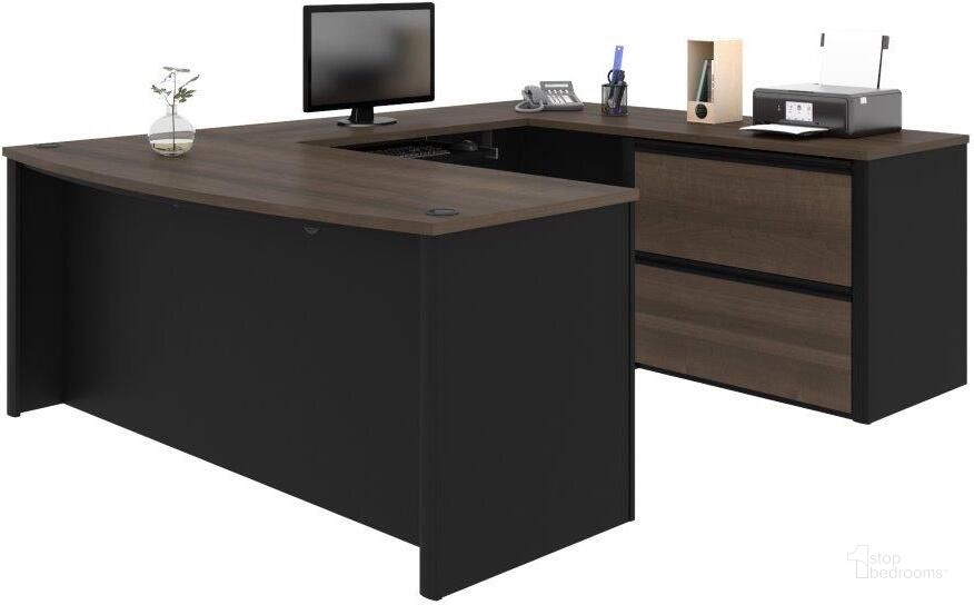 The appearance of Connexion U-shaped workstation in Antigua and Black 93865-000052 designed by Bestar in the modern / contemporary interior design. This black piece of furniture  was selected by 1StopBedrooms from Connexion Collection to add a touch of cosiness and style into your home. Sku: 93865-000052. Material: Wood. Product Type: Work Station. Image1