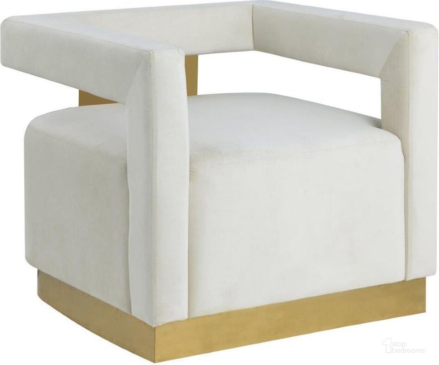 The appearance of Connor Velvet Upholstered Accent Chair In Cream designed by Best Master Furniture in the modern / contemporary interior design. This cream piece of furniture  was selected by 1StopBedrooms from Connor Collection to add a touch of cosiness and style into your home. Sku: HX12VW. Product Type: Accent Chair. Material: Velvet. Image1