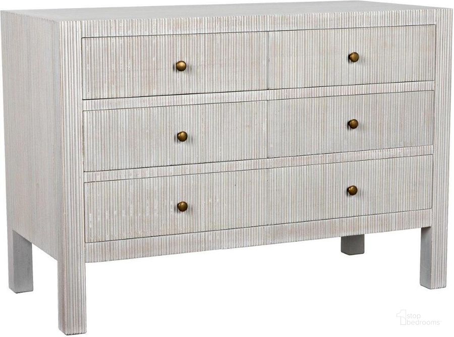 The appearance of Conrad 6 Drawer Dresser In White Wash designed by Noir in the transitional interior design. This white wash piece of furniture  was selected by 1StopBedrooms from Conrad Collection to add a touch of cosiness and style into your home. Sku: GDRE221WH. Product Type: Dresser. Material: Wood Veneer. Image1